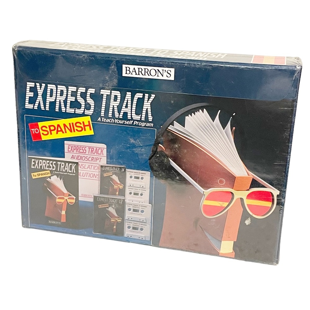 Barrons Express Track to Spanish Teach Yourself Program Cassettes Book Booklet